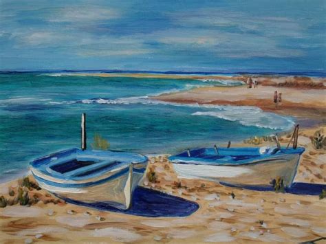 Saatchi Art Artist Elena Sokolova; Painting, “Boats at the beach” #art ...