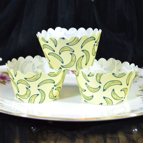 Edible Cupcake Wrappers Yellow Banana Tropical By Wicksteadseatme