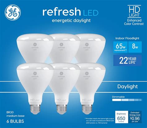 GE Refresh 6 Pack 65 W Equivalent Dimmable Daylight Br30 LED Light