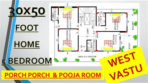 30x50 West Facing Dulpex House 5 Bedroom House Plan As Per Vastu Youtube