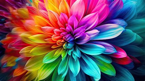 Premium Photo | A colorful flower wallpaper with a rainbow flower in ...