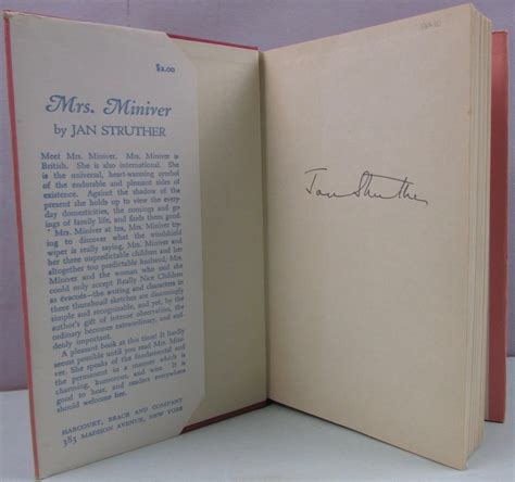 Mrs Miniver By Struther Jan Fine Hardcover St Edition Signed