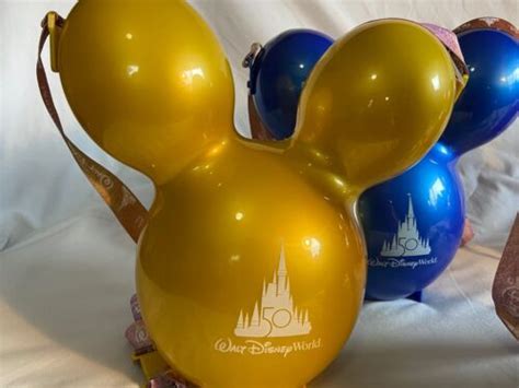 Walt Disney World 50th Anniversary Balloon Popcorn Bucket Mickey Yellow Gold Ebay Popcorn