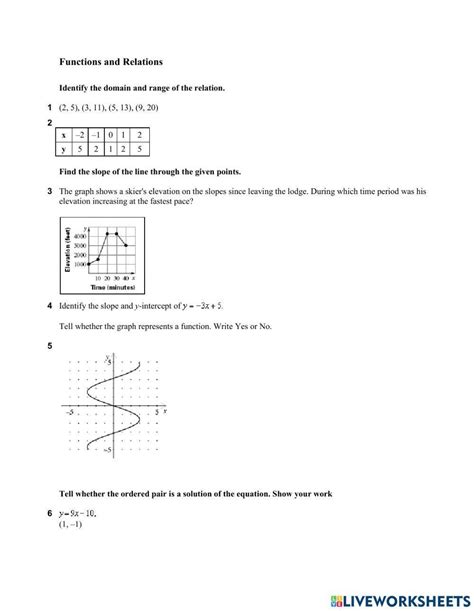 Identifying Relations And Functions Worksheet