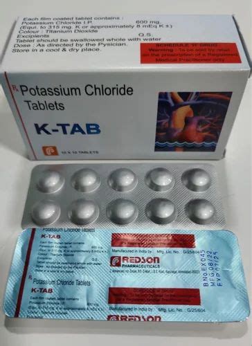 Potassium Chloride Tablet K Tab Packaging Size 1010 Per Box At Rs