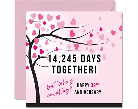 Funny 39th Anniversary Card Wife Husband 14245 Days Together 39th