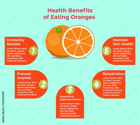 Health Benefits Of Eating Oranges Infographic Stock Vector Adobe Stock