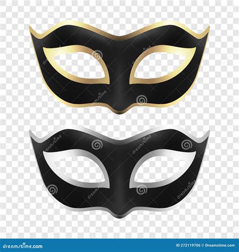 Vector D Realistic Black And Silver Golden Carnival Face Mask Icon