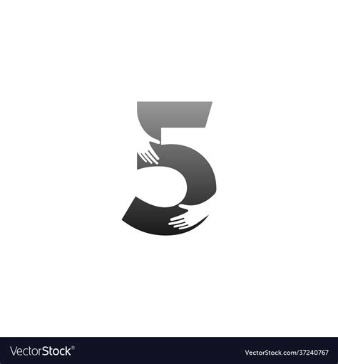 Number 5 logo icon with hand design symbol Vector Image