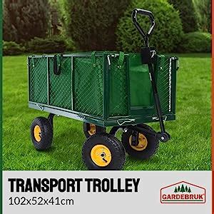 Gardebruk Heavy Duty Metal Wheel Garden Trolley With Pull Handle