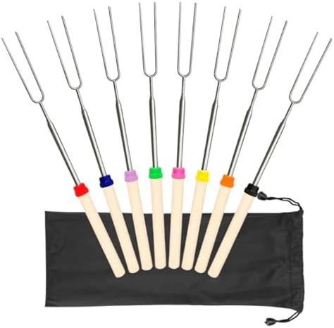 Marshmallow Roasting Sticks 9 Pack Stainless Extendable Forks With