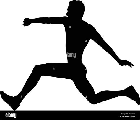 Triple Jump Man Athlete Jumper Black Silhouette Stock Vector Image