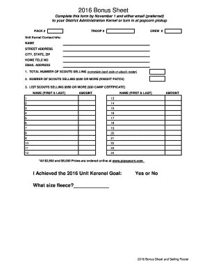 Fillable Online Bonus Sheet Samoset Doubleknot Fax Email