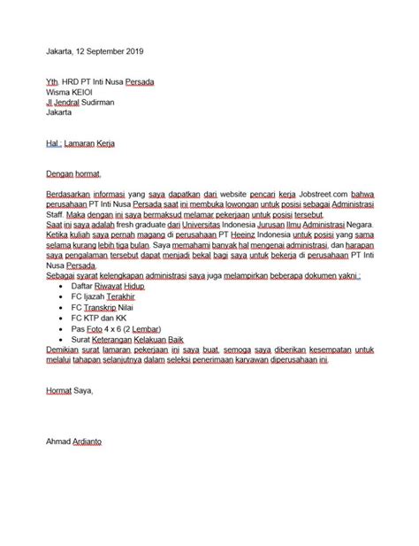 Contoh Surat Lamaran Kerja Docx - Riset