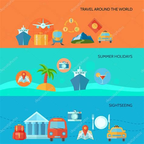 Travel Banner Set Stock Vector By Macrovector