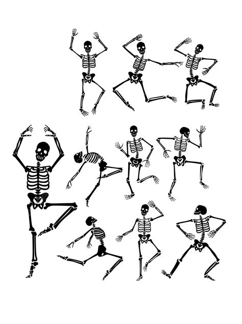 Dance Skeleton Pose Dancing Skeleton Vector Design Black And White