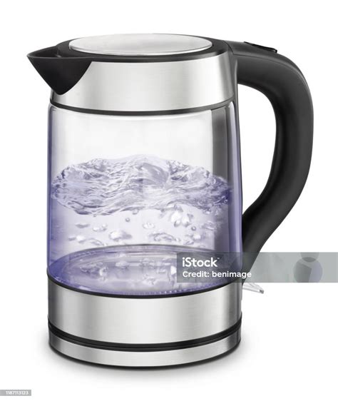 Kettle Boiling Water Isolated On White Stock Photo Download Image Now