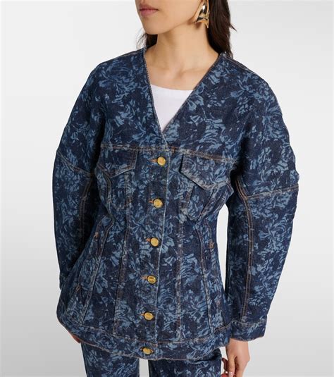 Printed Denim Jacket In Blue Ganni Mytheresa