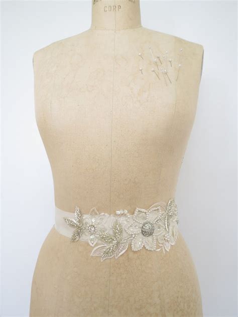 Items Similar To Rhinestone Bridal Sash With Sheer Flowers And Vintage