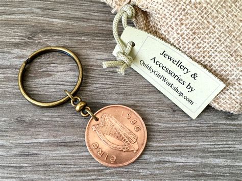 Irish Two Pence Coin Keychain Keyring Or Clip Or