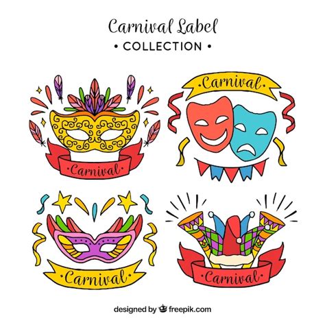 Free Vector Hand Drawn Brazilian Carnival Label Badge Collection