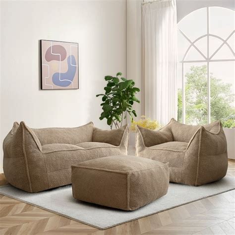 Fluffy Bean Bag Chair Bean Bag Super Soft Lazy Sofa Chair With Memory