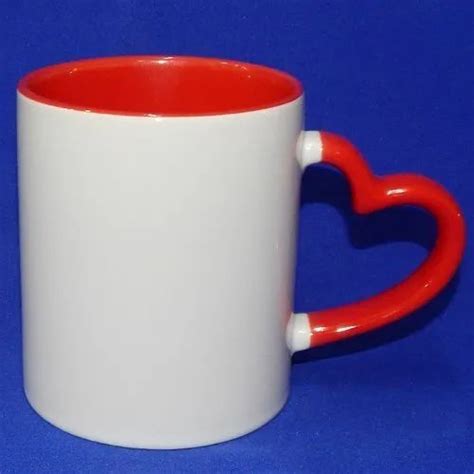 Round Ceramic Inside Color Heart Handle Mug Capacity 330ml Size