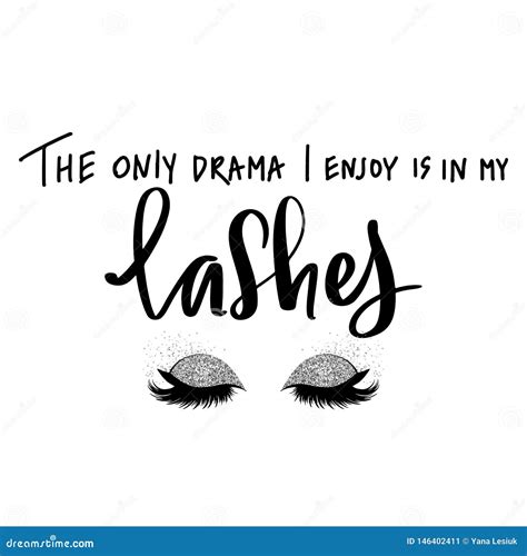 Hand Sketched Lashes Quote Calligraphy Phrase For Beauty Salon Stock