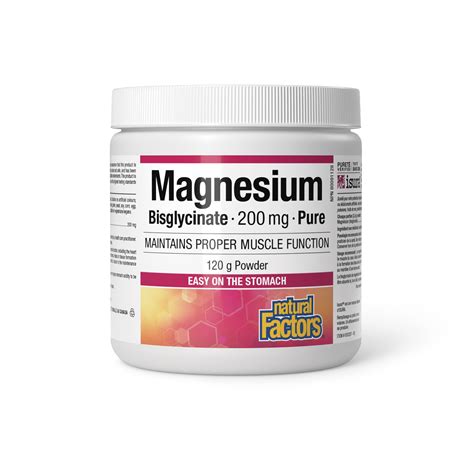 Natural Factors Magnesium Bisglycinate Pure 200 Mg 145 G Powder