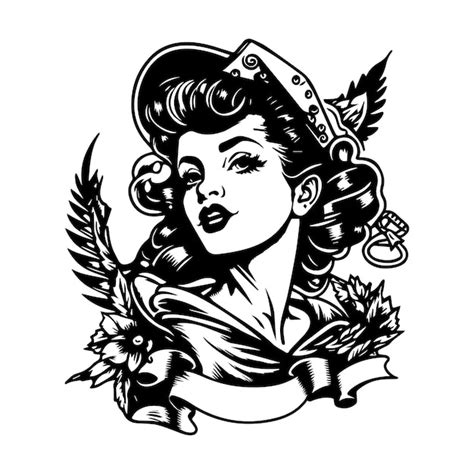 Premium Vector Beautiful Girl Tattoo Design Black And White Hand