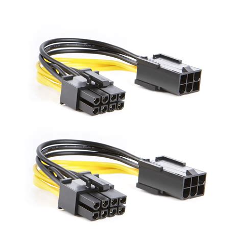 Pcie Cable For Cablecreation 6 Pin Pcie Adapter To 8 Pin Pcie Cable 2 Pack 6 Pin