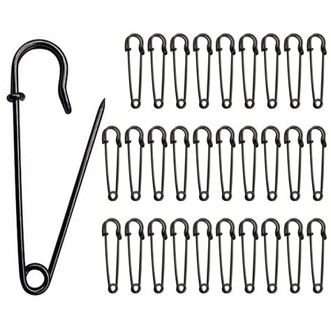 Extra Large Safety Pins Pack Of 30 Heavy Duty Black For Crafts And