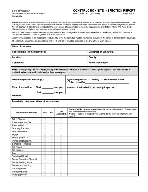 Construction Inspection Templates At