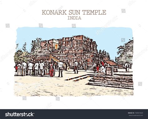 Vector Illustration Konark Sun Temple India Stock Vector (Royalty Free ...