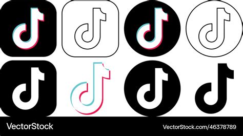 Set Of Tiktok Logo Group Realistic Social Vector Image