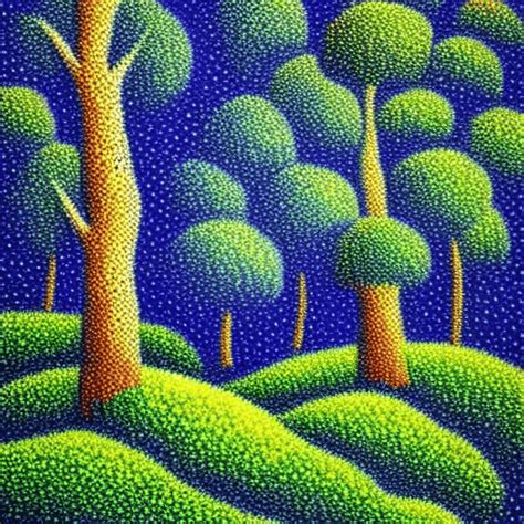 Pointillism Forest Landscape Graphic · Creative Fabrica