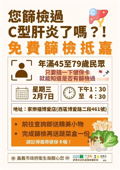 嘉義市開設c型肝炎篩檢站 春節前2月3日、2月7日兩場免費篩檢抵嘉