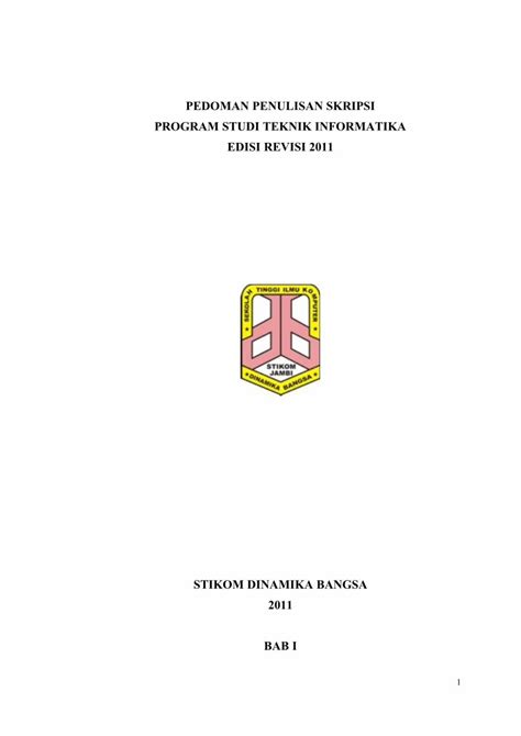 Pdf Pedoman Penulisan Skripsi Program Studi Teknik Dokumen Tips