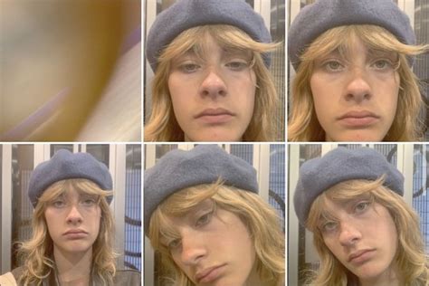 Four Different Pictures Of A Woman Wearing A Hat