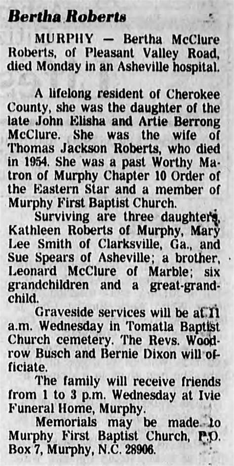 Bertha Jane McClure Roberts 1902 1990 Memorial Find A Grave