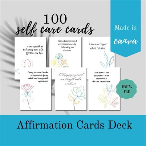 60 Affirmation Cards Digital Download Mindfulness Etsy