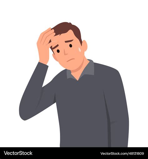 Frustrated Man Holding Hand On Head Unhappy Vector Image