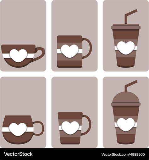 Set Of Cute Coffee Cup Royalty Free Vector Image