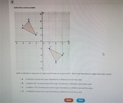 Solved Select The Correct Answer Abc Underwent A Sequence Of Rigid