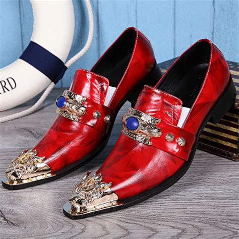 Christia Bella Fashion Genuine Leather Men Shoes Pointed Toe Business Formal Men Dress Shoes Red