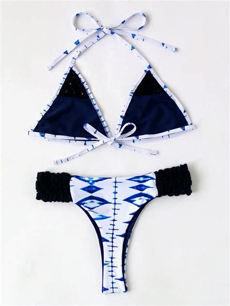 Woven Strap Triangle Bikini Set SheIn Sheinside