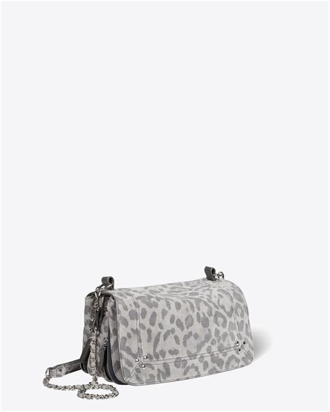 Jérôme Dreyfuss Sac Bobi Split Suede Léopard Gris