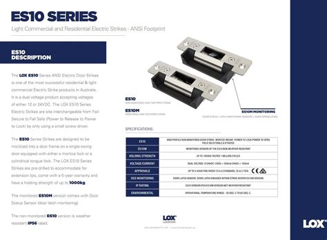 Lox Es Electric Strike Ansi Weather Resistant Non Monitored Ptl