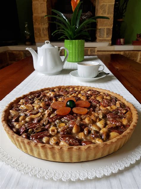 Caramel Nut Tart With Cinnamon Crust Lollys Kitchen