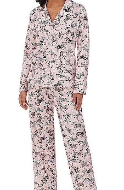 Dkny Womens Notch Collar 2 Piece Long Sleeve And Pant Pajama Set Zebra